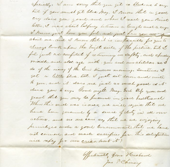 Letter from John Cheney to his wife, Mary, August 12, 1863,