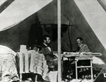 President Abraham Lincoln and General George B. McClellan, Army of the Potomac, discussing the war in the General's tent near the Antietam battlefield on October 3, 1862. Already out of favor with Lincoln, McClellan misuse of manpower at the Battle of Antietam changed the outcome from a probable decisive Union victory to just a "strategic victory." After refusing to pursue the Confederate Army of Northern Virginia after Antietam, McClellan was relieved of command by the President in November 1862.
