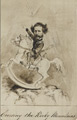 In this "Crossing the Rocky Mountains" caricature of Fremont by an unidentified artist, Fremont is riding a rocking horse on a mountain top, a reference to Fremont's five expeditions across the Rocky Mountains in the 1840s.