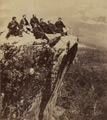 Union officers and newspaper correspondents on the cliff at Lookout Mountain, 1865.