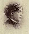 Alcott, best remembered as the author of Little Women, was raised in Boston and Concord, Massachusetts. Educated as a school teacher, she began teaching at age sixteen, but found that she preferred writing. In November 1862, she applied for a nursing position to more actively support the Union war effort.<br><br>  

Arriving at Georgetown's Union Hotel Hospital in December 1862, Alcott soon dubbed it the "Hurly-burly House." Conditions in the small hospital were terrible, a fact also noted by the United States Sanitary Commission in a July 1861 report.  Alcott contracted typhoid fever while working at the hospital. She would suffer the effects of her illness, and its treatment with medicine containing poisonous mercury, for the rest of her life. 
<br><br>
Sent home to recover, Alcott turned her six weeks of experience into Hospital Sketches, first published as a serial in a magazine and later compiled as a book. Hospital Sketches exposed conditions in the military hospitals causing a public outcry that led to hospital reform. Demand for more of her writings led to literary success after the war.

