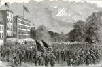 Illustration of the Army of the Tennessee from a street level during the second day of the Grand Review on May 24, 1865. 65,000 soldiers participated in the Grand Review on this day. 