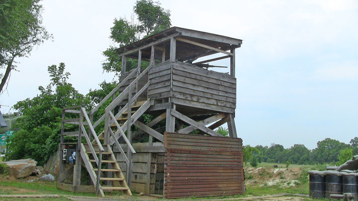 The guard tower at the Army Heritage Trail has a commanding view of the entire campus