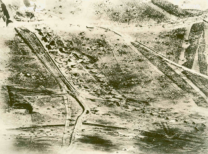 Aerial photograph of networked trenches