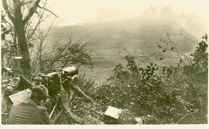 A German machine gun outpost overlooking no mans land.